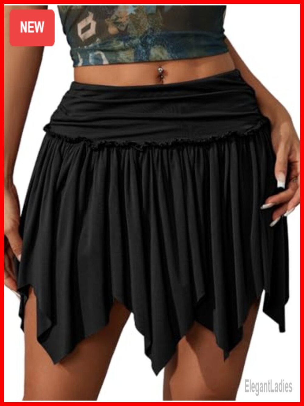 Milumia Ruched Asymmetrical Hem Mini Skirt Y2K Rave Festival